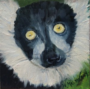 white-ruffed-lemur-painting-malowany